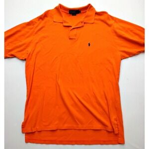 VTG Polo By Ralph Lauren Polo Shirt Mens xL Orange 100% Cotton Pony Logo Classic